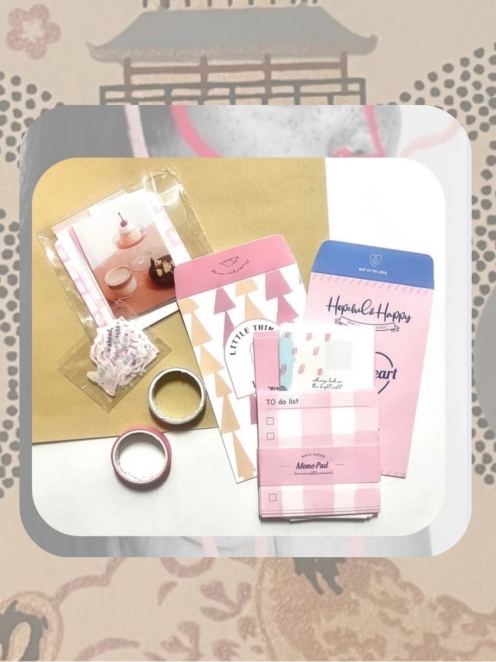🎉 pink abstract kawaii aesthetic stationery set for planning & junk journaling
